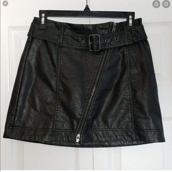 Free People Black Leather Skirt - Picture 2 of 10